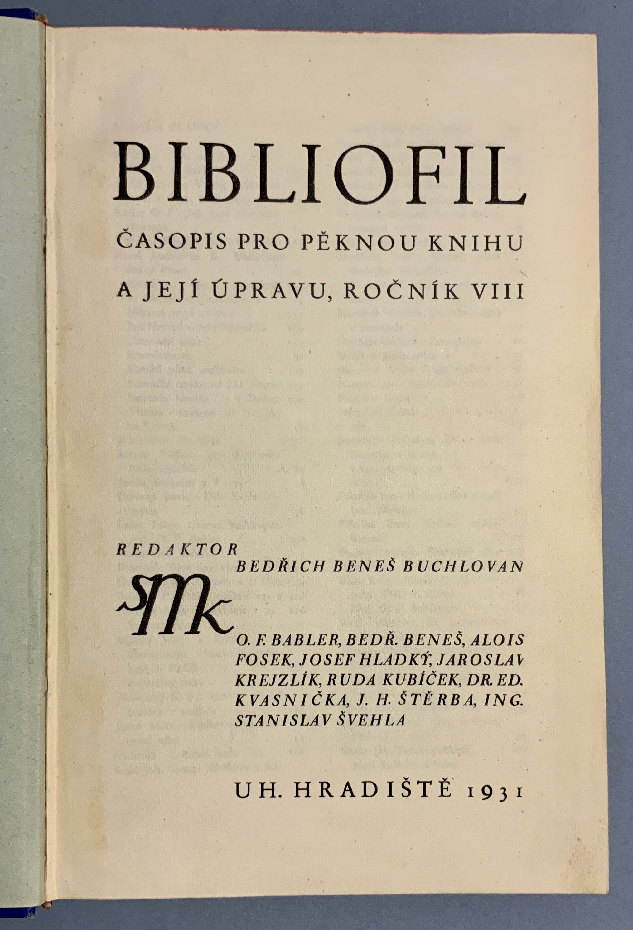 Bibliofil, časopis pro pěknou knihu a její úpravu, ročník VIII.