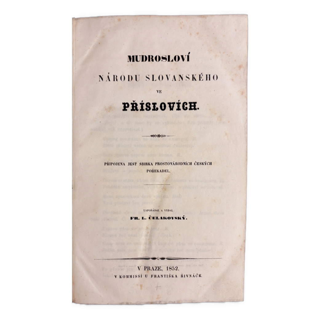 SLOVANSKÉ DEDIČSTVO - Mudrosloví národu slovanského ve příslovích. Připojena jest sbírka prostonárodních českých pořekadel IMG 1321