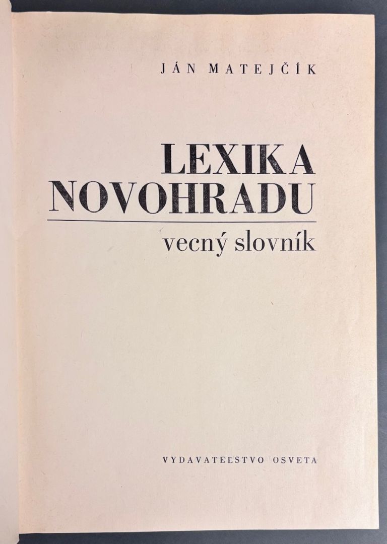 Lexika Novohradu. Vecný slovník IMG 0365