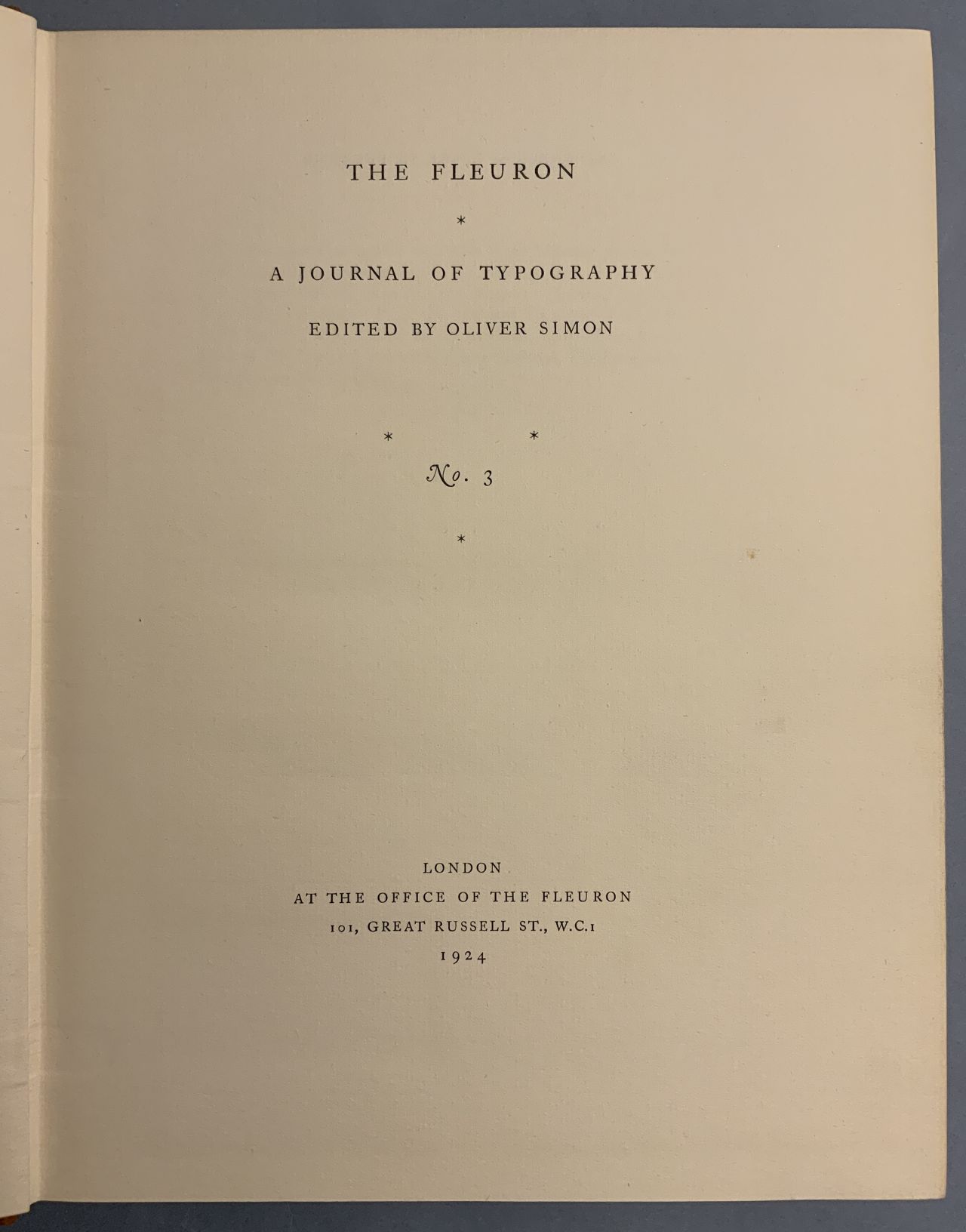 The Fleuron. A Journal of Typography. No. 3 347EBF76 EA2A 4471 86B7 5A2934954224
