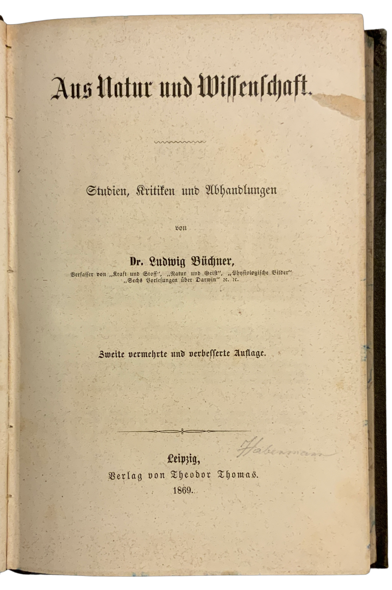 Aus Natur und Wissenschaft. Studien, Kritiken und Abhandlungen 9409E5A2 8948 4D91 A851 D721B08B8D95